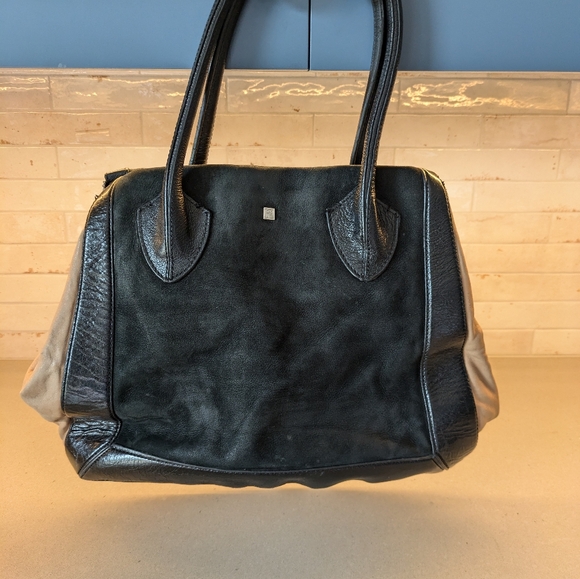Pour La Victoire Large Maison Colorblock Tote in Tan Leather & Black Sue… - Picture 3 of 15